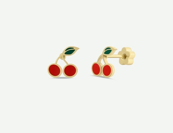 Cherry Enamel Kids Earrings