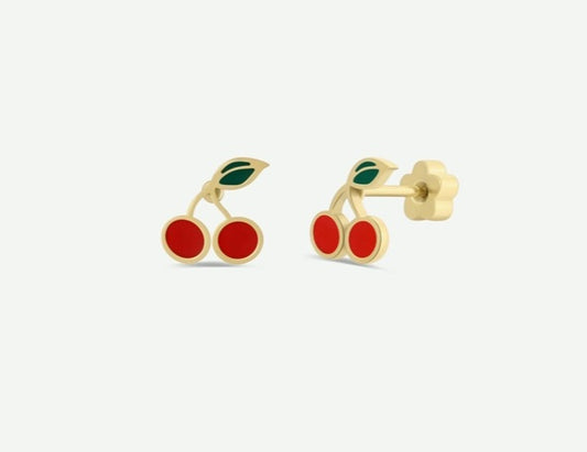 Cherry Enamel Kids Earrings