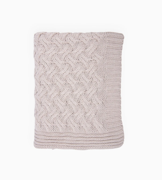 Organic Cotton Knit Throw Blanket - Sand