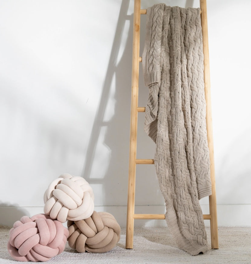 Organic Cotton Knit Throw Blanket - Sand