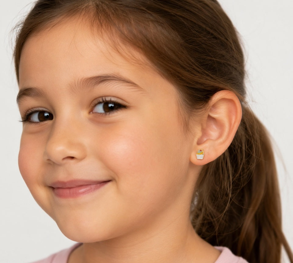 Cupcake Enamel Kids Earrings