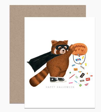 Red Panda Happy Halloween Card