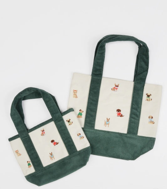 Dog Embroidered Canvas Tote