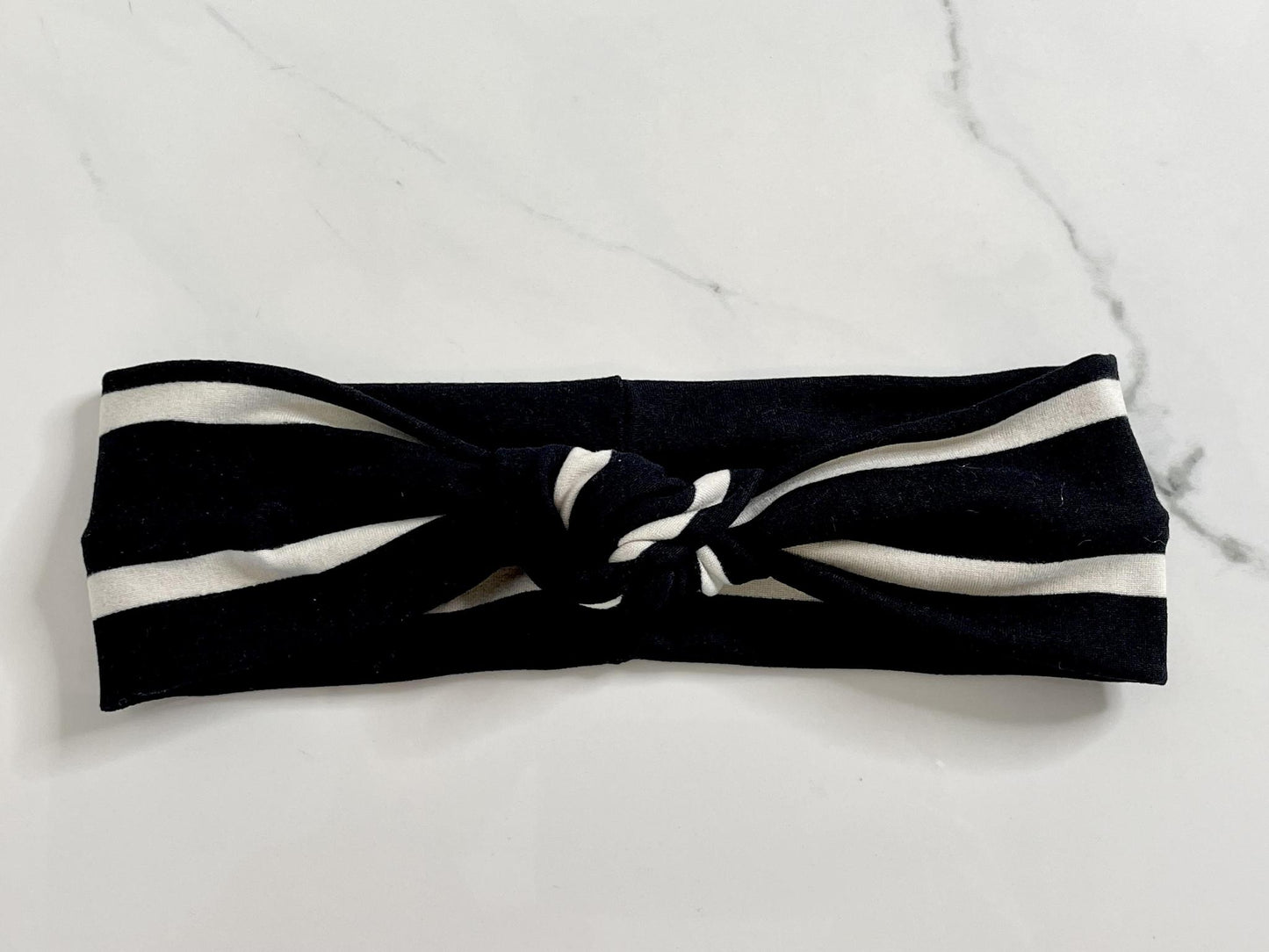 Black & White Stripe Elastic Knotted Headband