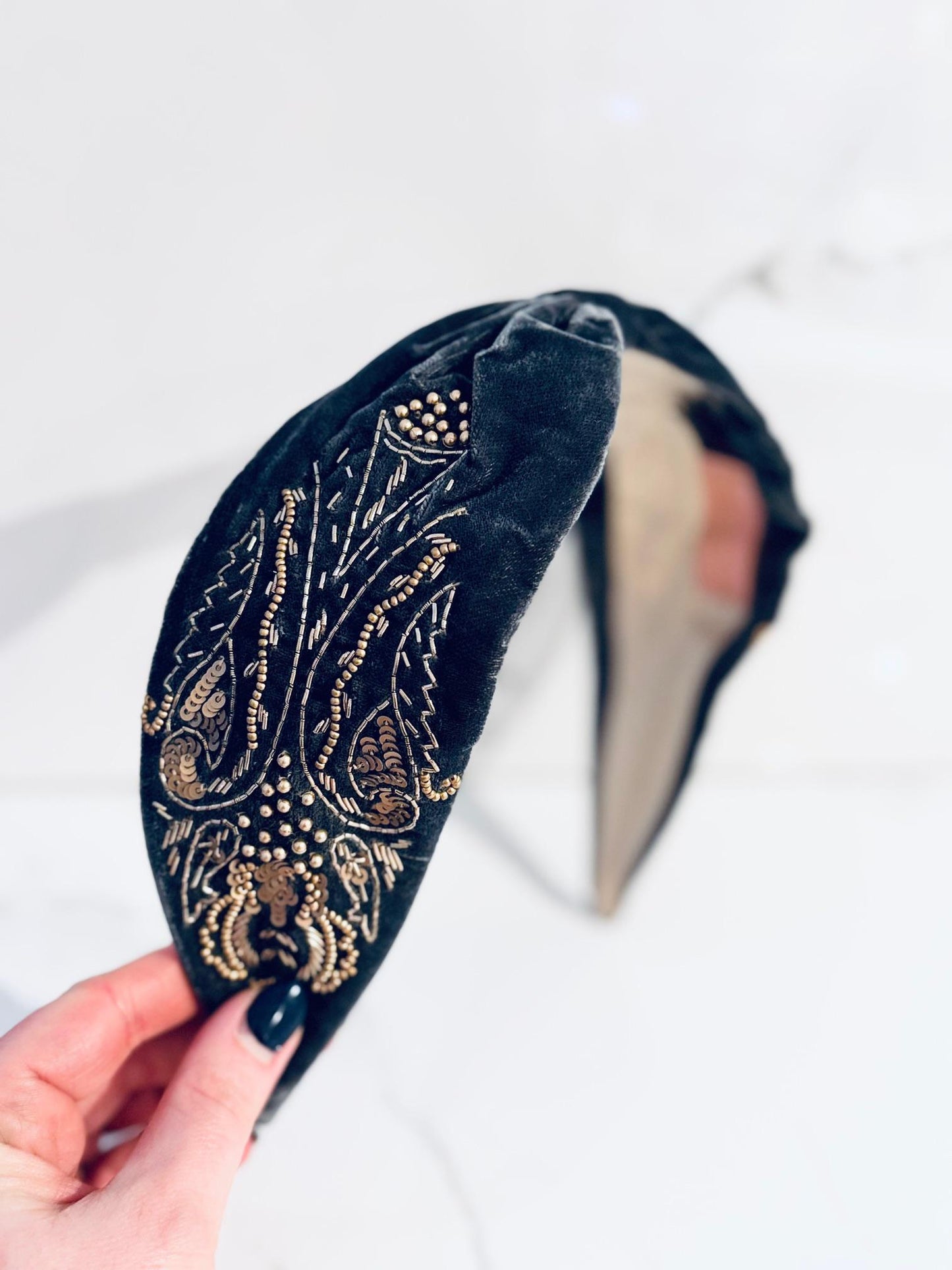 Charcoal Velvet Headband