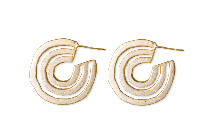Martha Three Circles Brass Earrings