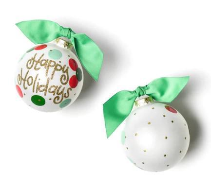 Happy Holidays Layered Dot Glass Ornament