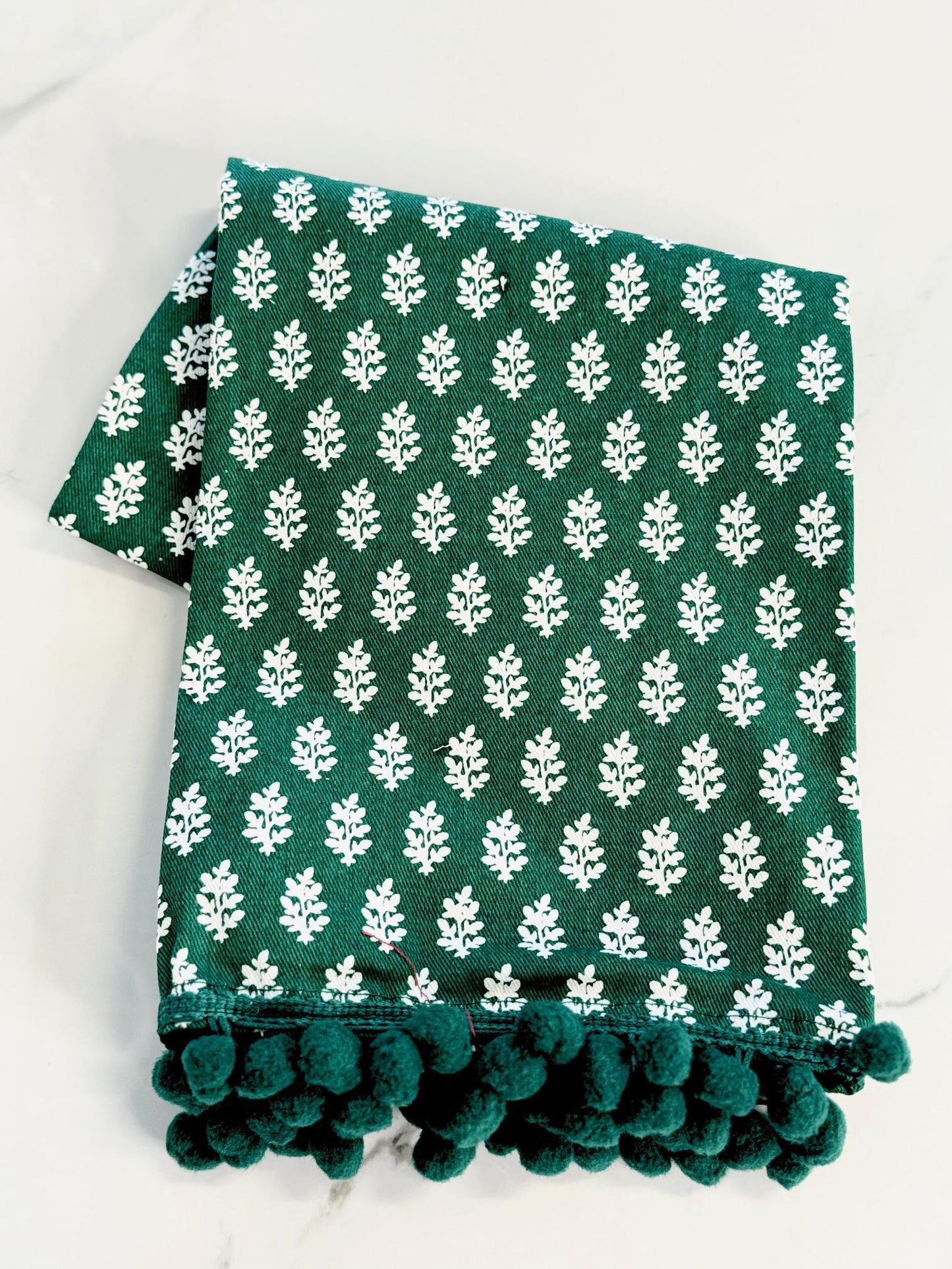 Green And White Hand Towel