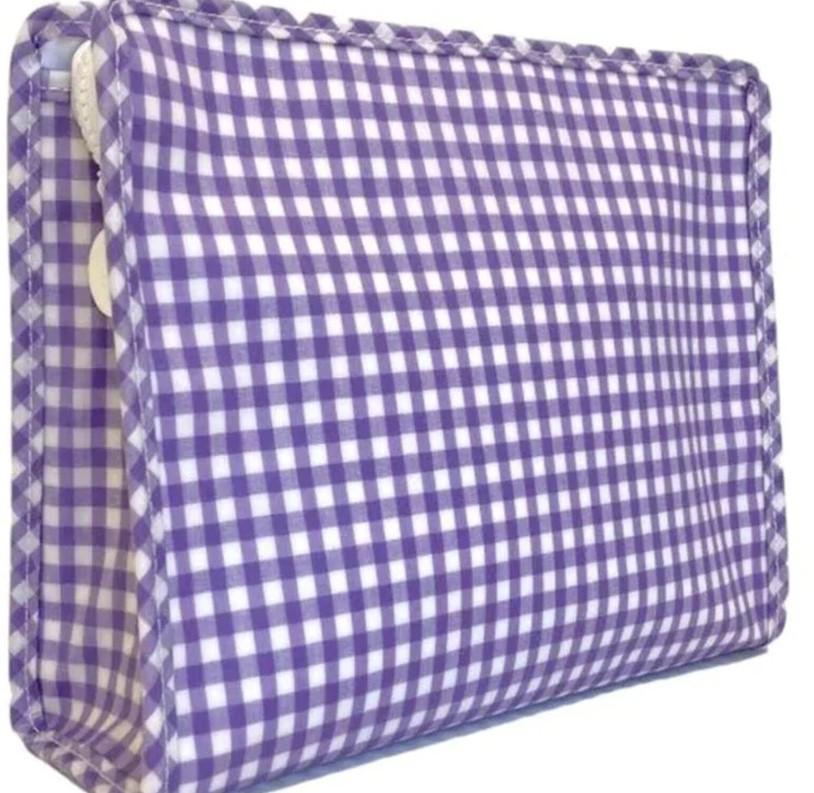 Roadie Travel Large Pouch Bag - Lilac Gingham
