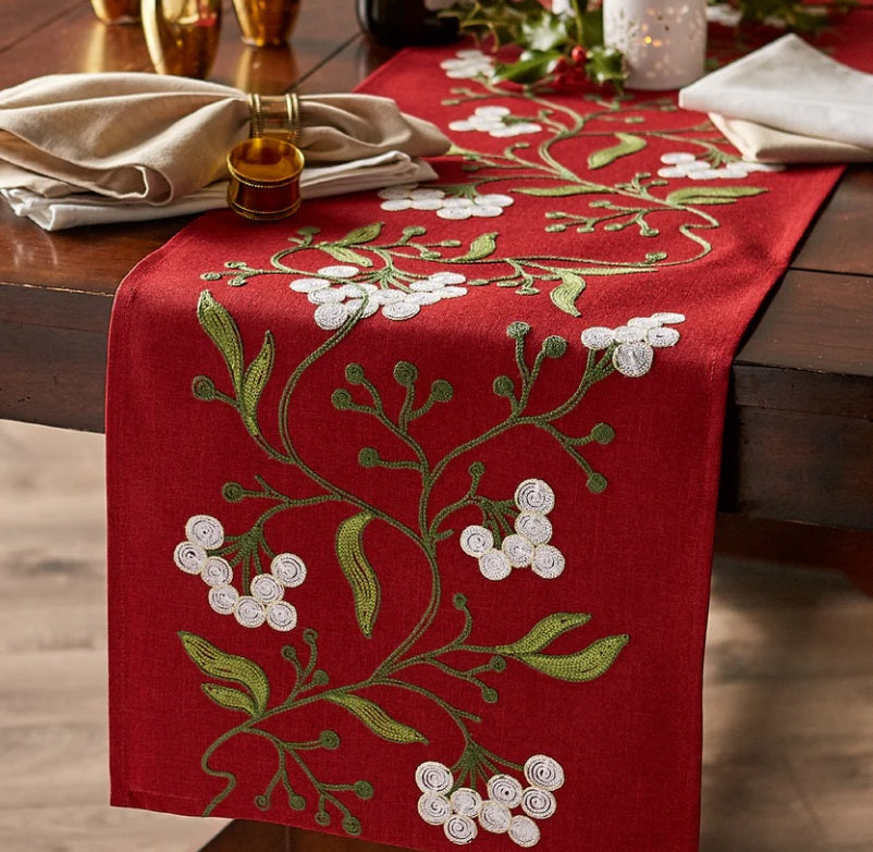 Embroidered Holiday Table Runner