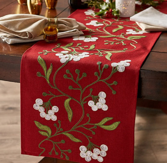 Embroidered Holiday Table Runner