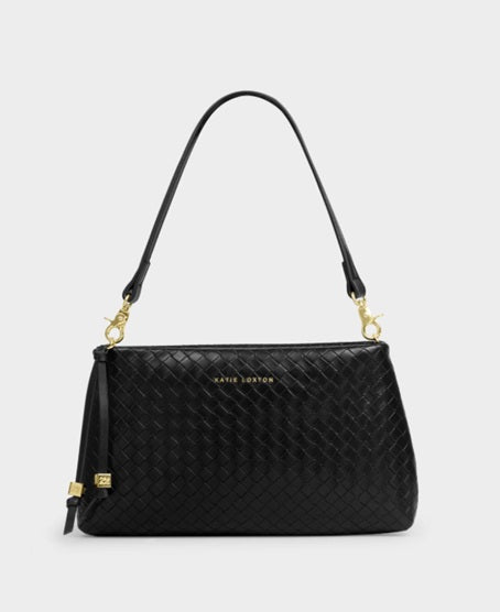 Nova Small Shoulder Bag - Black Woven