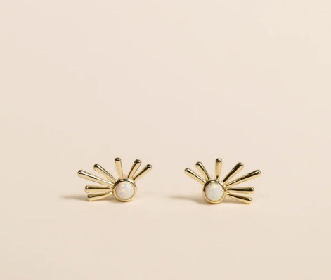 White Opal Sun Ray Earrings