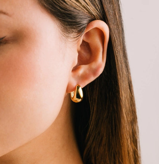 Oval Puff Hoop Earring