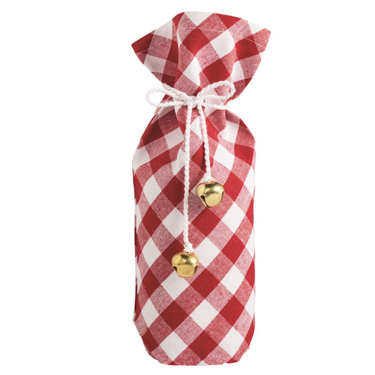 Red Gingham Wine Bag