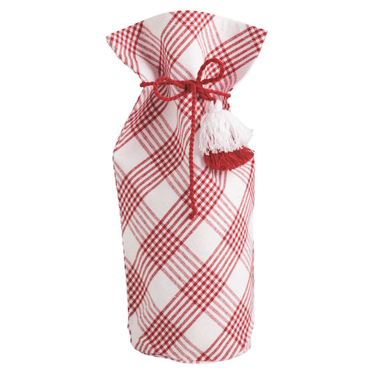 Red Plaid Wine Bag