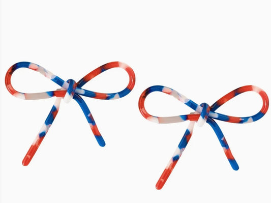 Red, White and Blue Bow Earrings