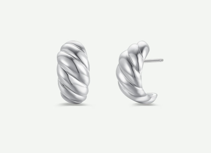 Silver Swirl Hoop Earrings