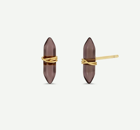 Smoky Quartz Mineral Point Earrings