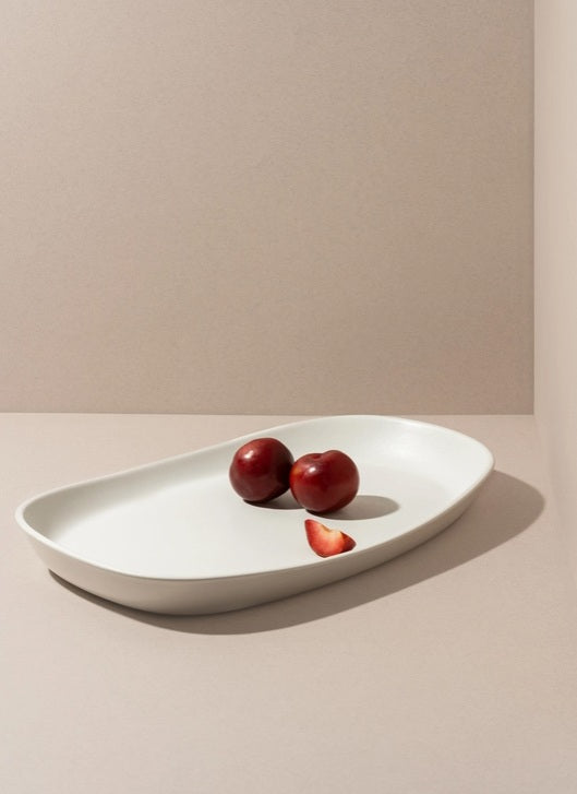 Matte White Stoneware Serving Platter