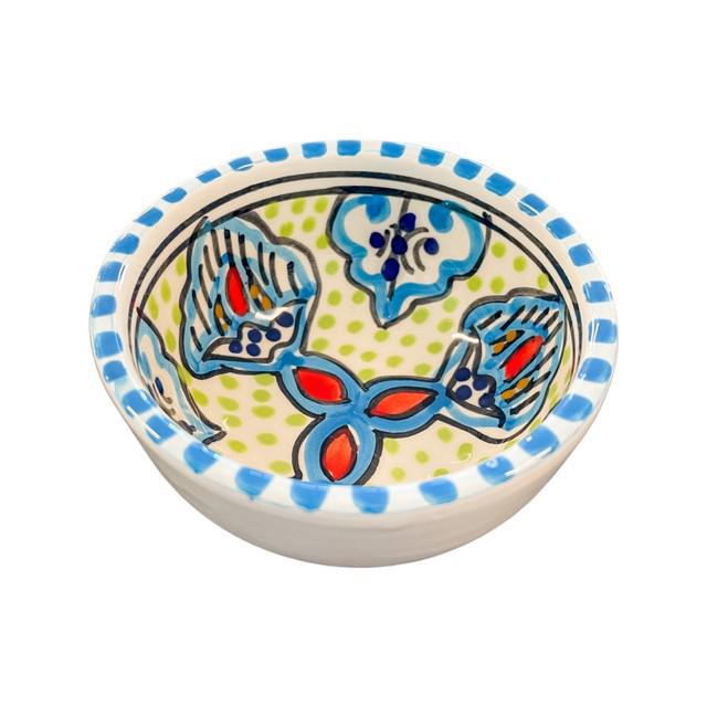 Blue Green and Red Tiny Ceramic Bowl