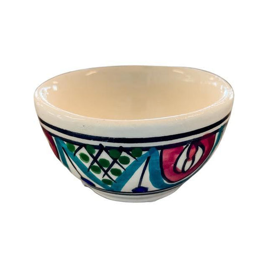 Hand Painted Maroon and Blue Small Ceramic Bowl