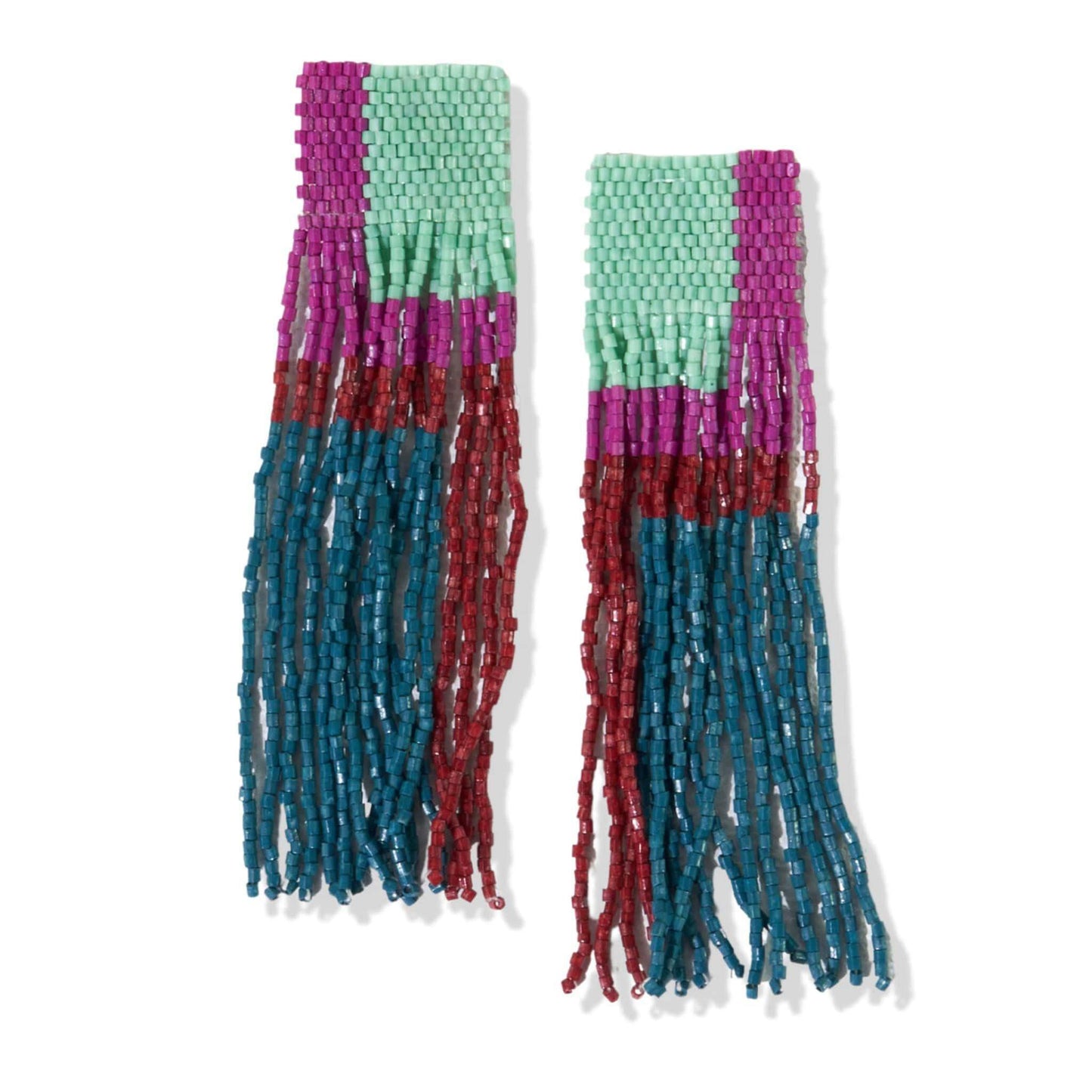 Mint Magenta Fringe Earring